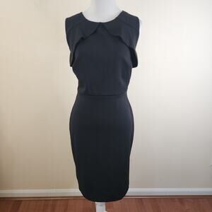 En Focus Studio Black Sleeveless Career Sheath Dress Size 8 Zip Up